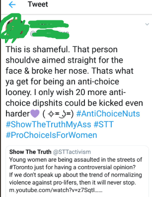 Abortion supporters condone violence against pro-lifer