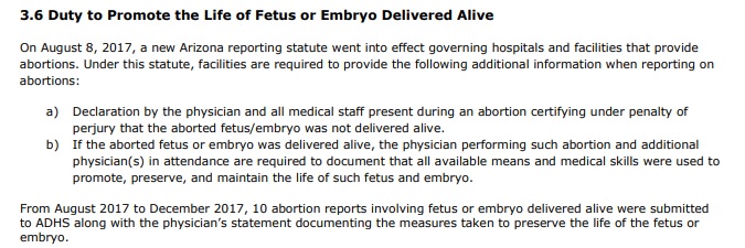 Image: Arizona Abortion Report babies born alive 2017