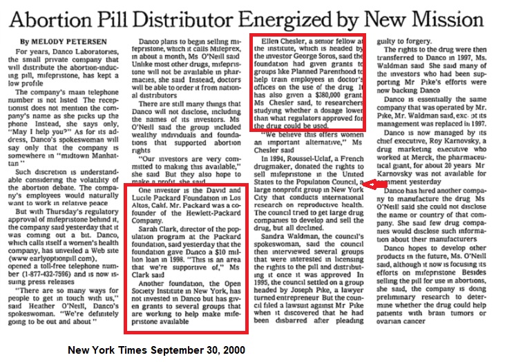 Image: Abortion Pill MFG DANCO Investors 2000 (Image: New York Times 9/30/2000)