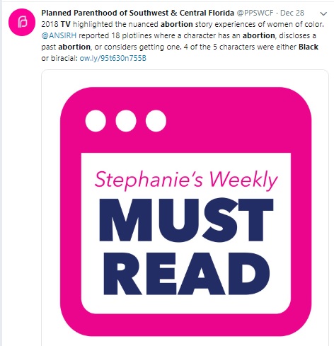 Image: Planned Parenthood tweet celebrates TV showing Blacks having abortions (Image: Twitter)