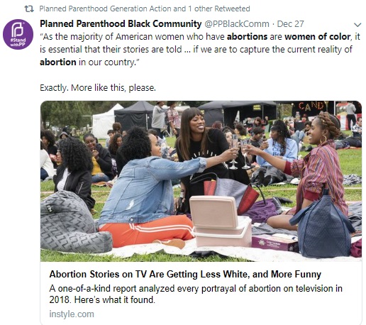 Planned Parenthood Black Community celebrates portrayals of Women of Color having abortions
