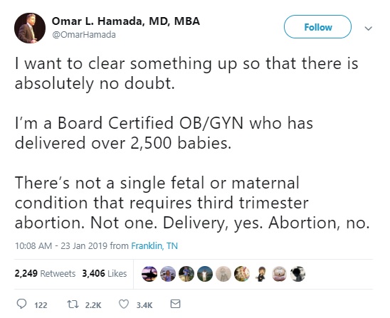 Image: Dr. Omar L Hamada MD on abortion (Image: Twitter) 