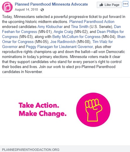 Image: Amy Klobuchar endorsed by Planned Parenthood