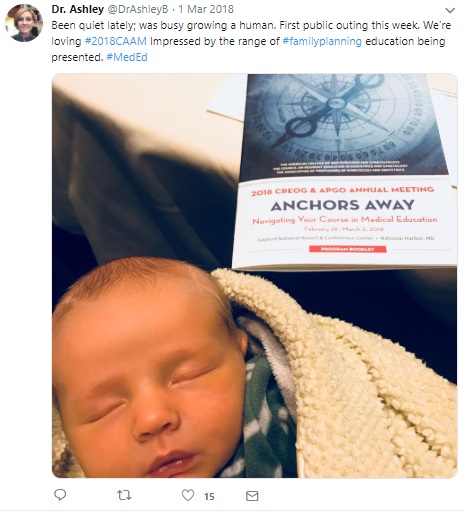 Image: Abortionist Ashley Brant on Twitter, "Busy Growing a Human" (Image credit: Twitter) 