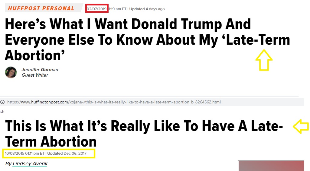 Image: HuffPo uses Late-Term abortion terminology in 2015 and 2017