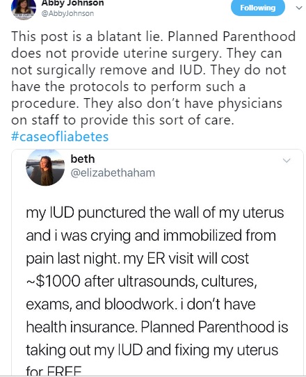 Image: Abby Johnson responds to claim PP Paid for IUD (Image: Twitter) 