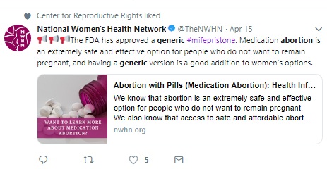 Image: FDA Approves generic abortion drug NWHC (Image: Twitter) 