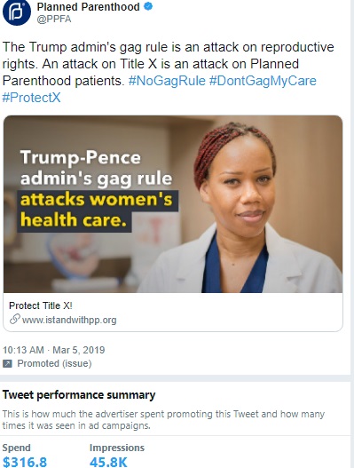 Image: Planned Parenthood advertises on Twitter (Image: Twitter) 