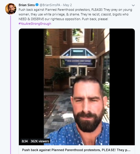 Image: PA Rep. Brian Sims outside Planned Parenthood (Image: Twitter)