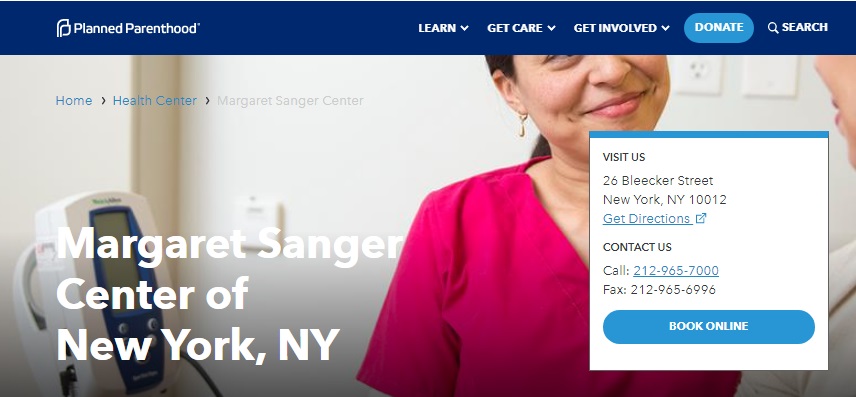 Image: PPFA Margaret Sanger Center of NY website accessed 05132019