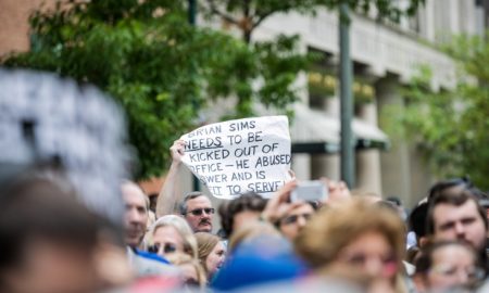 Image: Pro-lifers gather outside Planned Parenthood to call for Rep. Brian Sims to resign