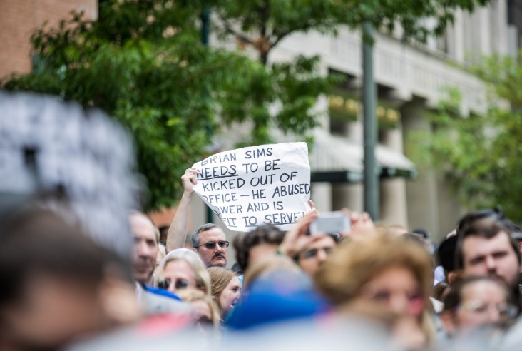 Image: Pro-lifers gather outside Planned Parenthood to call for Rep. Brian Sims to resign