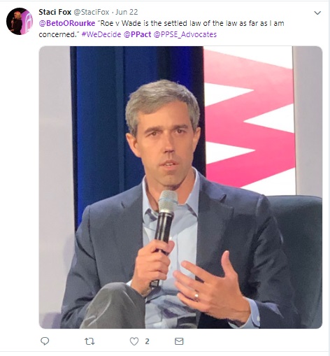 Image: BETO June 2019 We Decide Forum w/ Planned Parenthood (Image: Twitter) 