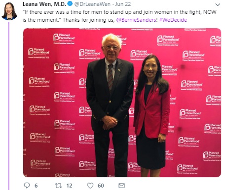 Image: Bernie Sanders June 2019 We Decide Forum w/ Planned Parenthood (Image: Twitter) 