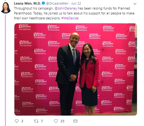 Image: John Delaney June 2019 We Decide Forum w/ Planned Parenthood (Image: Twitter) 