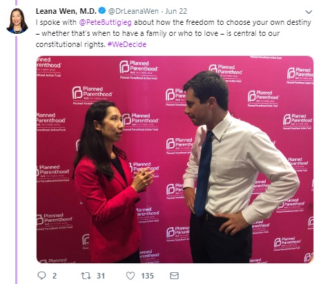 Image: Mayor Pete Buttigieg June 2019 We Decide Forum w Planned Parenthood (Image: Twitter)