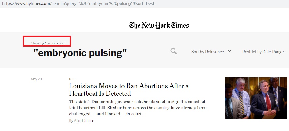 Image: New York Times used embryonic pulsing 1 time