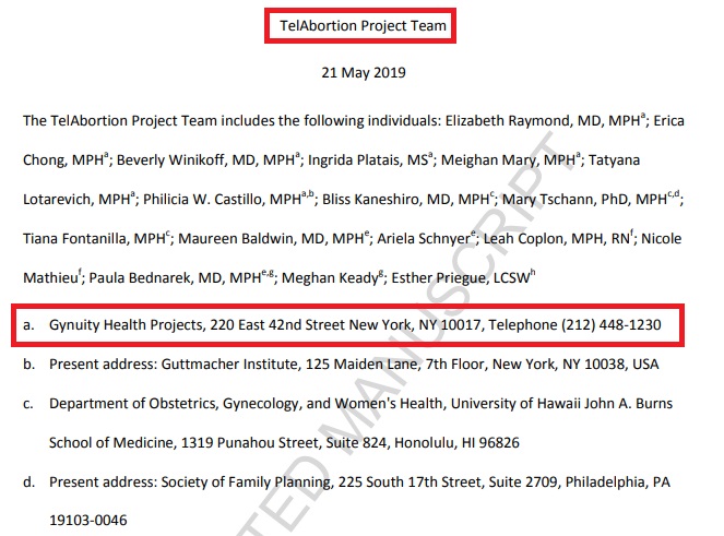 Image: TelAbortion study includes Gynuity Health Guttmacher and others