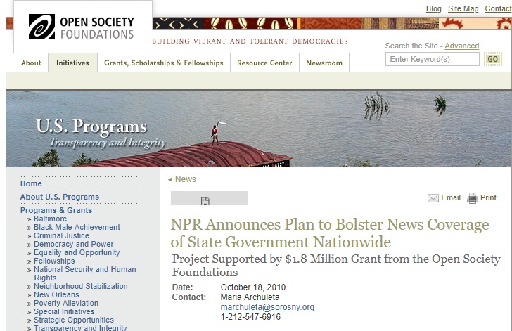 Image: George Soros Open Society Foundation gives 1.8 million to NPR