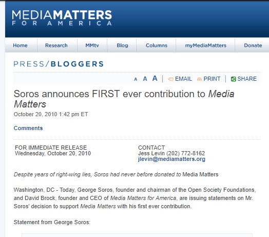 Image: Media Matters funded from far left George Soros Open Society Foundation