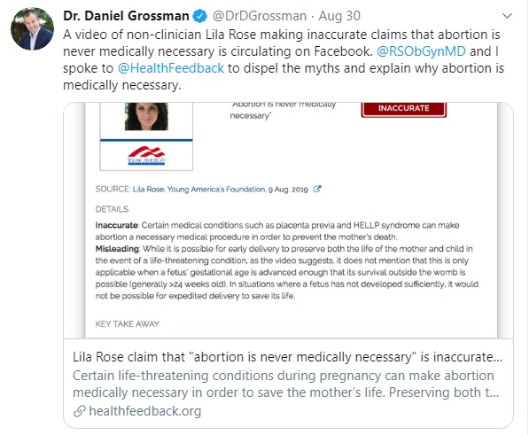 Image: Abortionist Daniel Grossman authors fact check against pro-life group (Image: Twitter)