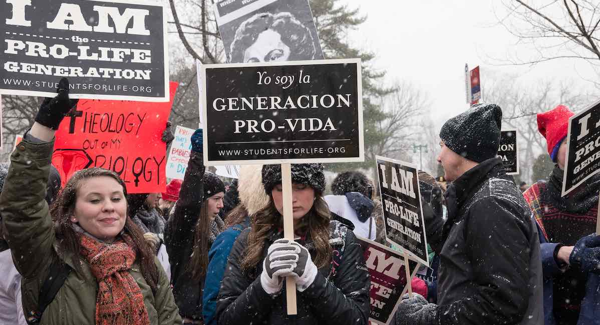 Pro-Life marchers participate in the “March for Life.” Tens