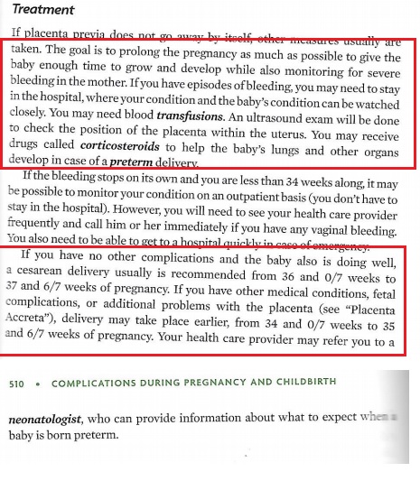 Image: ACOG book on pregnancy Placenta Previa page 509 to 510