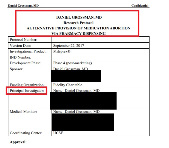 Image: Daniel Grossman abortion pill clinical trial protocol