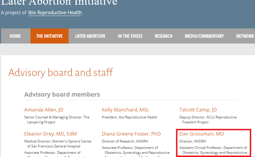 Image: Daniel Grossman sits on the board of the Later Abortion Initiative (LAI)