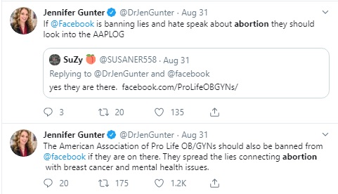 Image: Jen Gunter attacks AAPLOG over abortion (Image: Twitter) 