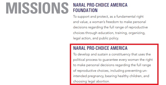 Image: NARAL Mission includes abortion