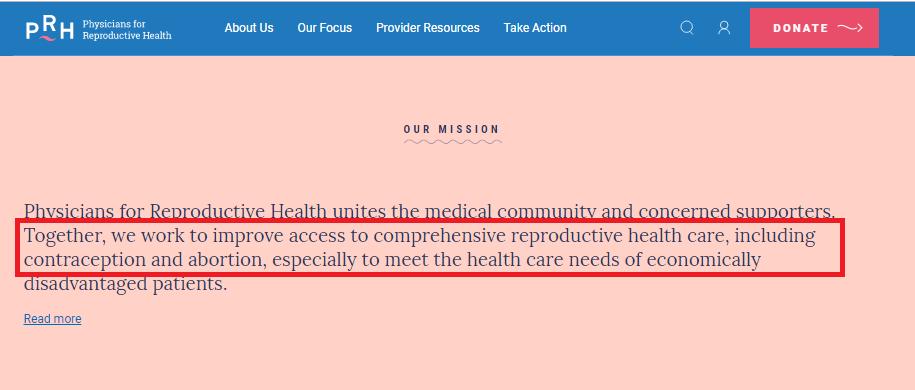 Image: PRH’s stated mission includes advocating for abortion and abortion providers