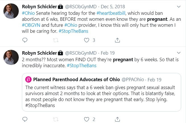 Image: Robyn Schickler opposes prolife heartbeat bills in Ohio (Image: Twitter) 