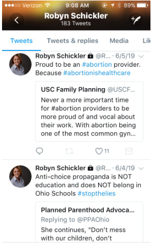 Image: Robyn Schickler says she is proud to be an abortion provider (Image: Twitter)