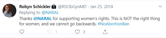 Image: Abortionist Robyn Schickler supports NARAL (Image: Twitter)