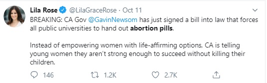 zImage: Lila Rose on law mandating abortion pills on California campus (Image: Twitter)