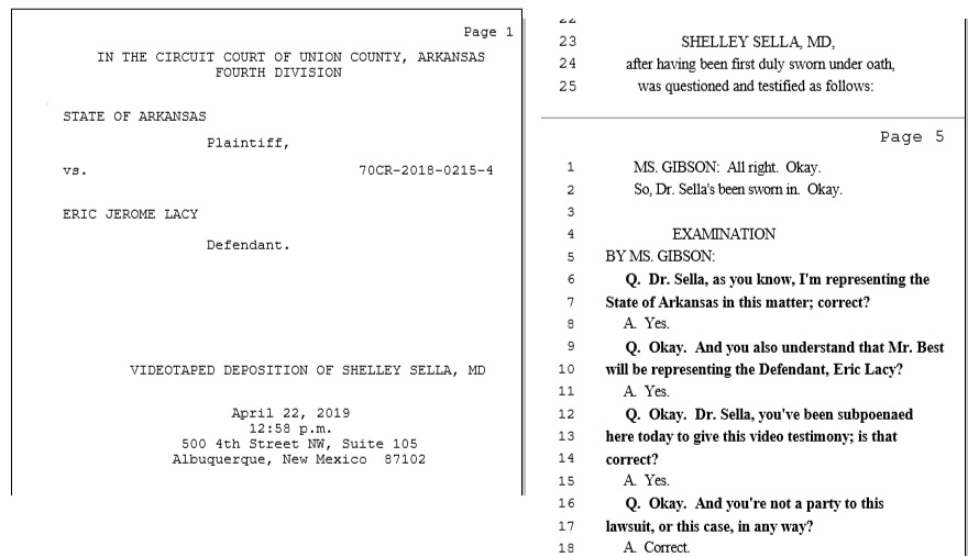 Image: Late-term abortion doc Shelley Sella deposition in Eric Lacy rape case