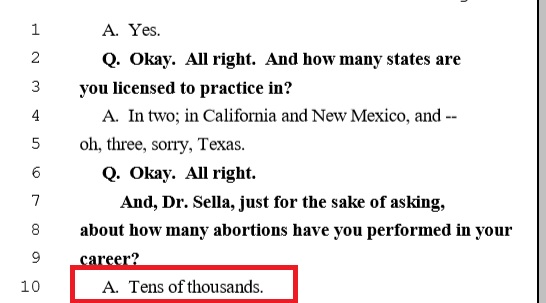 Image: Shelley Sella deposition commits tens of thousands of abortions (Image: State of Arkansas vs Eric Jerome Lacey)