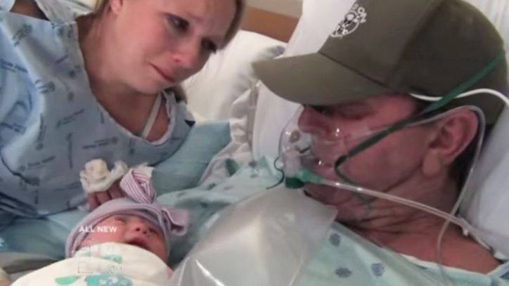Mother delivered two weeks early so dying husband could meet his baby girl