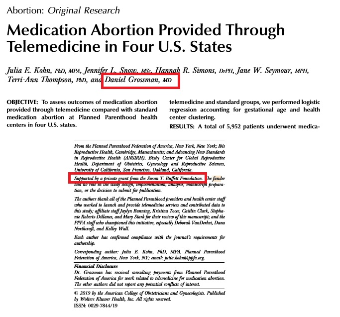 Image: Buffett founded abortion pill Telemed study by Daniel Grossman