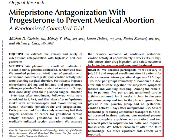 Image: Creinin study on abortion pill reversal published in AJOG