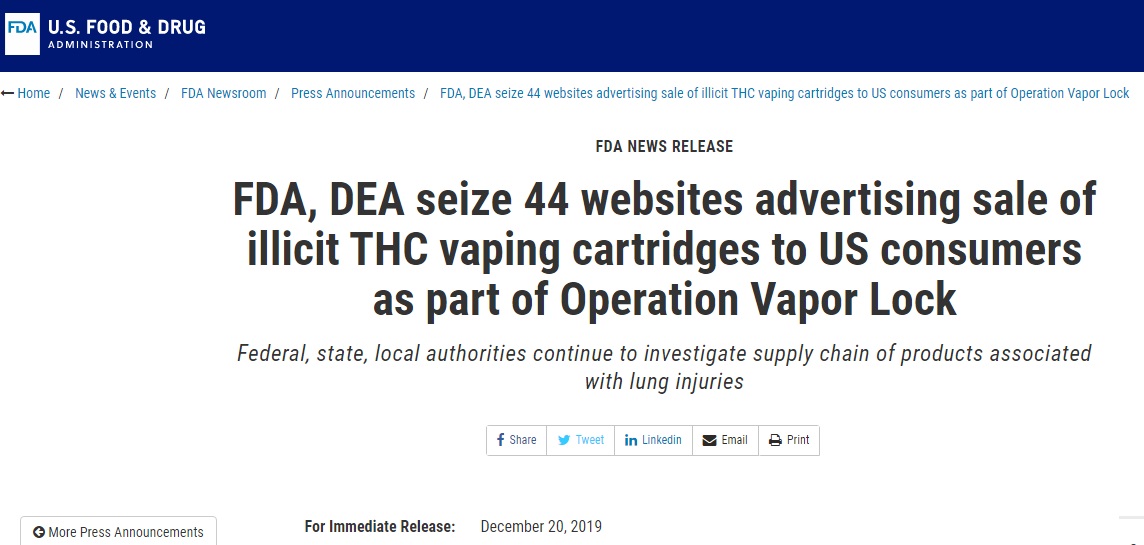 Image: FDA to shut down websites selling illegal vaping