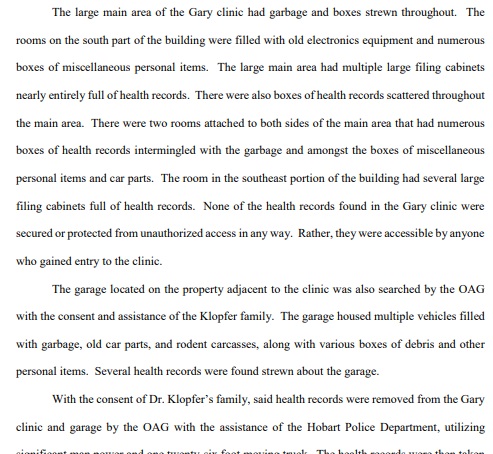 IMage: Indiana AG report on Klopfer Gary Indiana abortion clinic