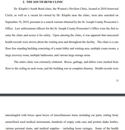Image: Indiana AG report on Klopfer South Bend abortion clinic