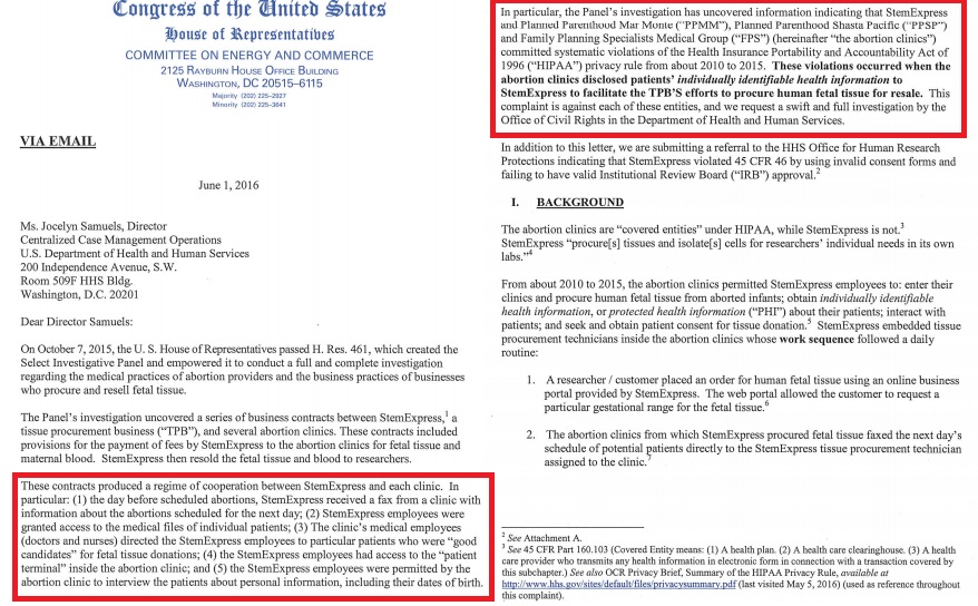 Image: Planned Parenthood HIPPA violations shows abortion patient info to Stem Express