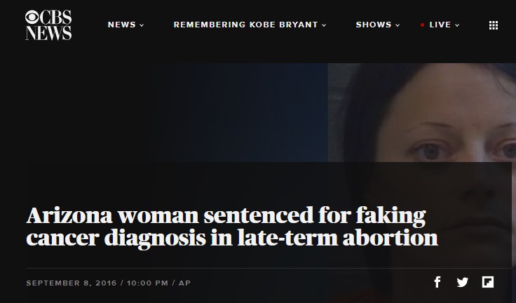 Image: CBS News Headline on late term-abortion Sept 2016