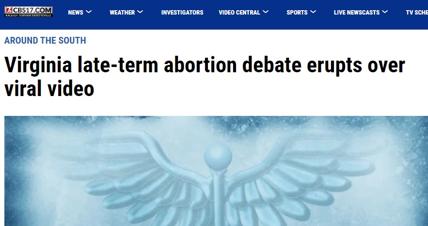 Image: CBS VA Headline on late-term abortion