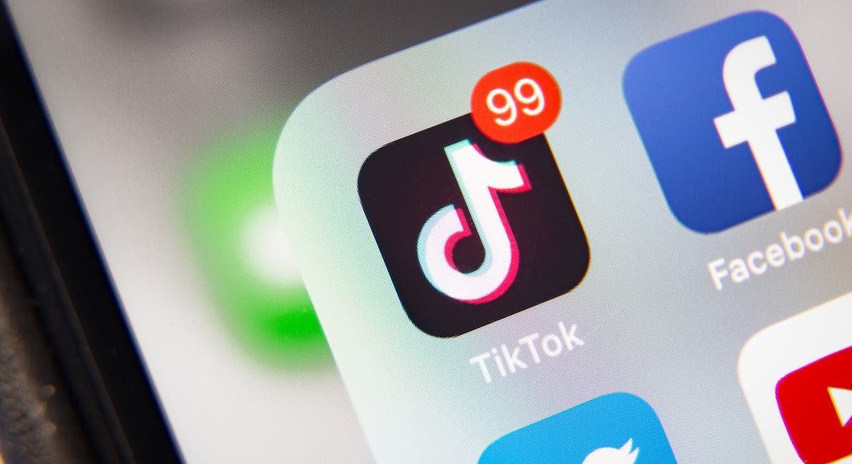TikTok and Facebook application  on screen Apple iPhone XR