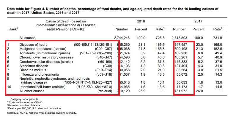 Image: Leading causes of death 2017 (SOURCE: NCHS, National Vital Statistics System, Mortality.) 