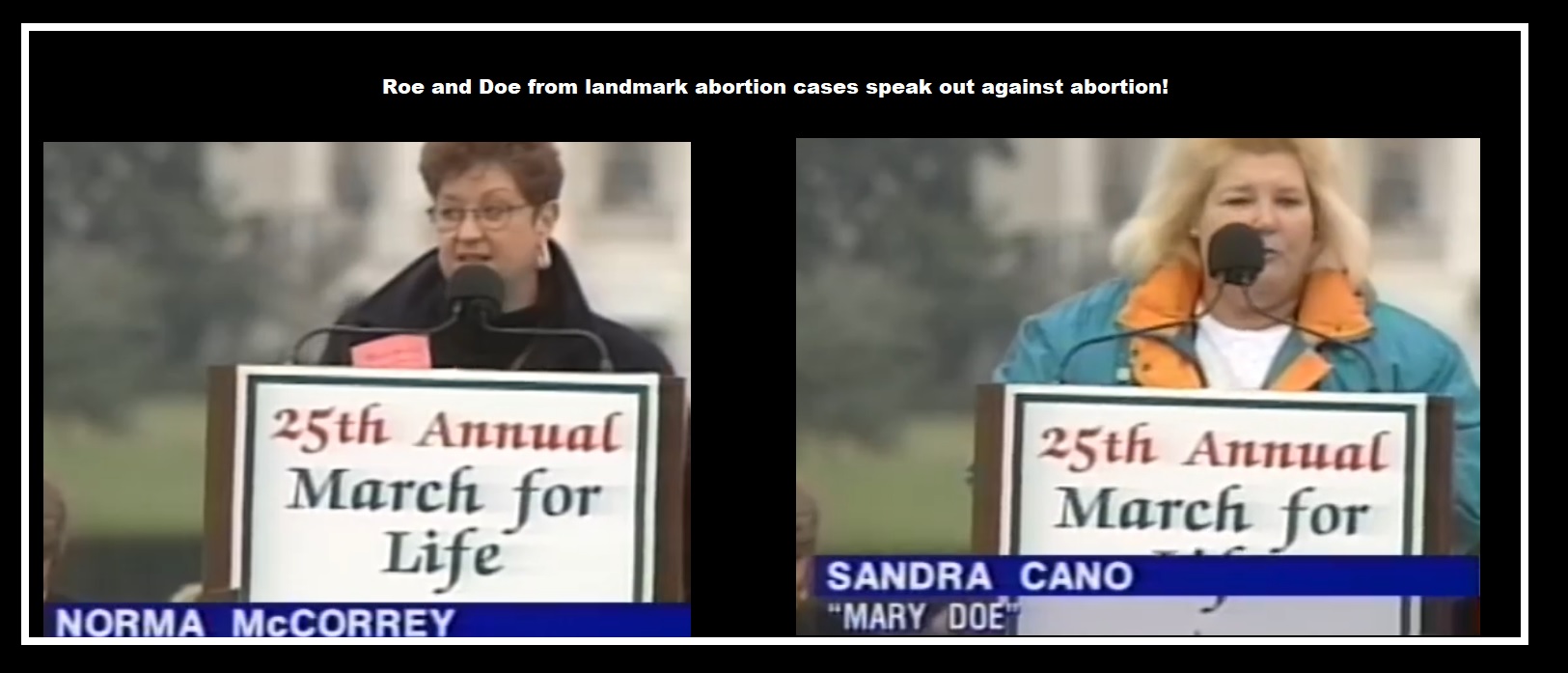Image: Roe v Wade and Doe v Bolton abortion plaintiffs speak against abortion 